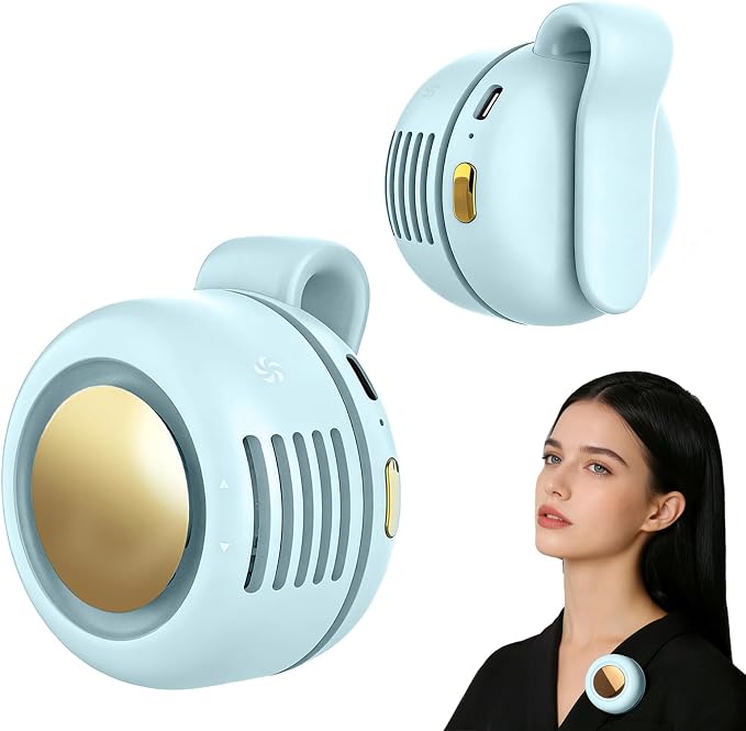 Portable Fan,Clip On Waist Bladeless, Ultra-Quiet Personal Mini Neck Fan | 3 Speeds with 360°Adjustable Clip Mini Fan Personal USB Rechargeable Small Fan for Summer