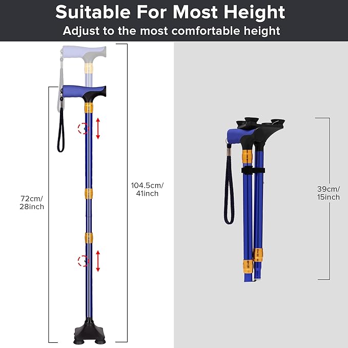 LIXIANG Walking Cane for Women for Stability Seniors Balance Folding Foldable Canes for Men Heavy Duty Adjustable Travel Collapsible Fashionable Fancy Decorative Unique Cool Cane