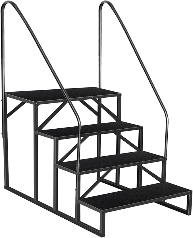 Step Ladder, Step Stool with Handle, Heavy Duty Pool Ladder Above Ground 660Lbs, Camper Steps Outdoor Steps RV Stairs for Reaching High, Portable Home Stairs for Travel Trailer