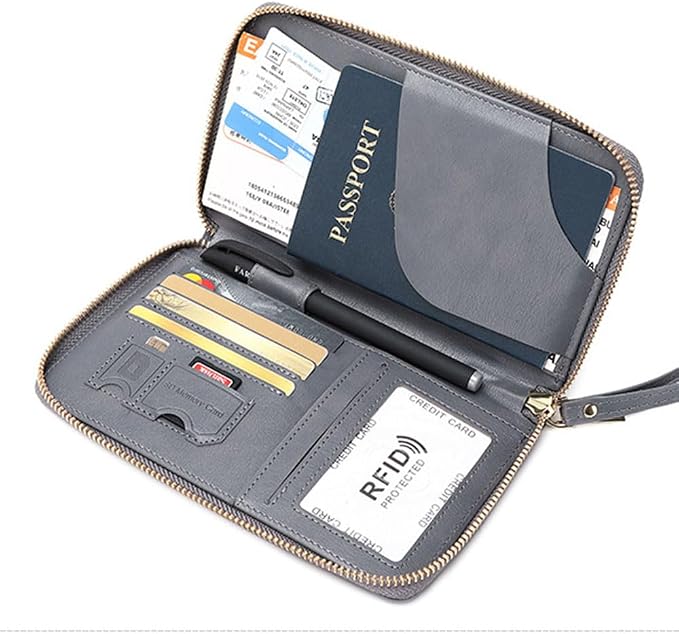Passport Holder for Travel Women and Men RFID Blocking Passport Holder with Zipper Multi-functional Passport Wallet Passport Case Passport cover Travel Essentials