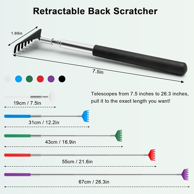 HOFASON Back Scratcher 6 Pack, Stocking Stuffers for Men Teens Adults Women | Prizes for Adults, Christmas Small Bulk Gifts for Adults Men Teens Women, Party Favors, White Elephant Gag Birthday Gifts