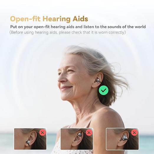 Hearing Aids for Seniors with Hearing Loss, Bluetooth Rechargeable Hearing Aids with APP Control, Open Ear Design to Prevent Itching from Sweating, 7-Level Volume Adjustment