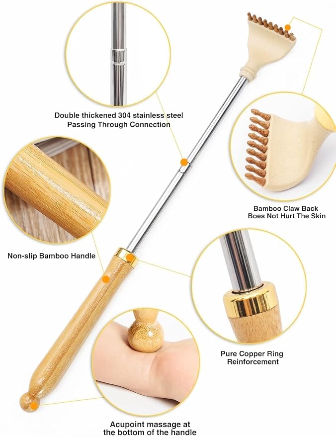 Back Scratcher, Classic Portable Extendable Bamboo Back Scratcher for Men Women with Beautiful Gift Packaging
