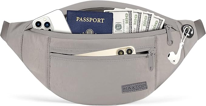 MAXTOP Small Cross body Bag Shoulder Fanny Pack for Women Men | 4-Zipper Pockets,Nylon,Fit All Phones,Key Chain,Gifts for Enjoy Sports Yoga Running Workout Walking Casual Travel