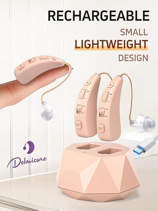 Hearing Aids for Seniors, Rechargeable Hearing Aids For Seniors with 2 Preset Modes and Adjustable Volume, Hearing Amplifiers seniors with Charging Base