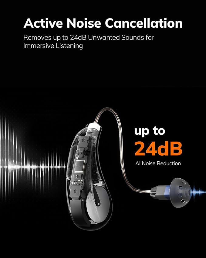 ELEHEAR-Beyond OTC Rechargeable Hearing Aids for Seniors and Adults with Bluetooth Enabled & App Control, AI Noise Cancelling for Tinnitus Relief