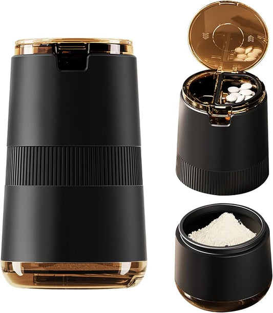 Pill Crusher,3-in-1, Pill Grinder for Fine Powder, Effortless Medication Pulverizer & Splitter with Storage Cup, Arthritis Friendly for Elderly, Pets