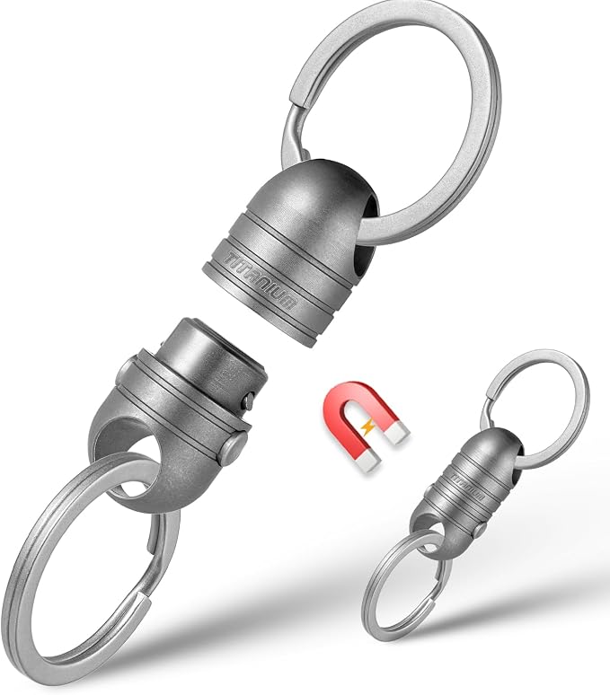 TISUR Titanium Quick Release Keychain,Detachable Pull Apart Key Chain Rings