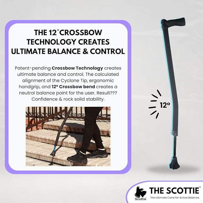 Scottie Cane - Ultimate Comfort, Stability and Balance - HSA/FSA Eligible - Adjustable Heavy Duty Walking Cane for Seniors, Men, Women - Stylish and Travel-Ready - Strong Support Cane