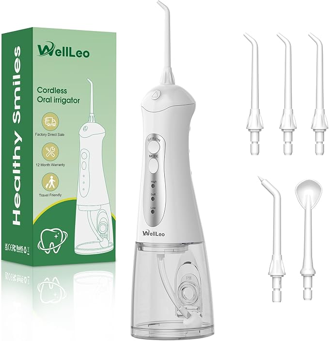 Water Flossers for Teeth, Portable Oral Irrigator Rechargeable Water Dental Flosser Pick with High Pressure 5 Jet Tips, IPX7 Travel Water Flossing for Brace Teeth Cleaner Gum Care