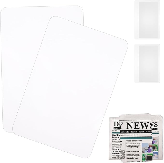 4 Pcs Page Magnifying Sheet 3X 5X Clear Lightweight Magnifier Flat Plastic Optical Fresnel Lens Handy Card Size Magnifier Bookmark for Seniors Reading Small Prints People with Low Vision