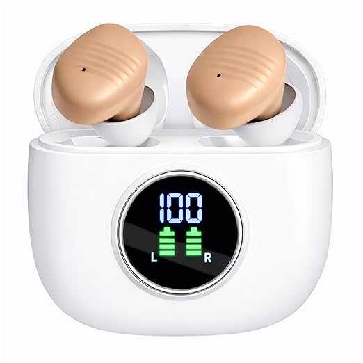 Hearing Aids, Rechargeable Hearing Aids for Seniors, Portable Hearing Amplifiers with Noise Cancelling and Volume Control, Digital Hearing Assist Devices with A Travel Charging Box (B1)