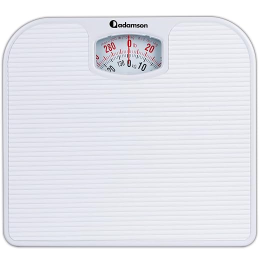 Adamson A21 Analog Scales for Body Weight - Up to 300 LB - New - Anti-Skid Rubber Surface + Large Numbers - Analog Bathroom Scale - Affordable - Durable with 20-Year Assurance