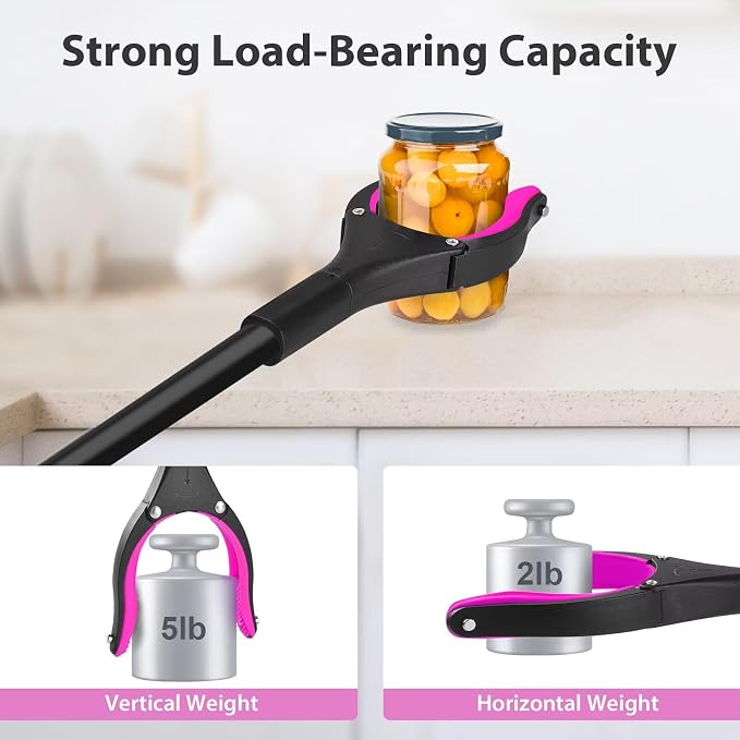 36" Grabber Reacher Tool, Foldable Reacher Grabber Pickup Tool with 360° Rotating Jaw & Two Magnets, Extra Long Trash Picker Upper Grabber, Lightweight Grabbers for Seniors, Pink | 360° Rotating Jaw, Magnetic Tip, Long Hand Grip Pickup Tool, Silicone N...