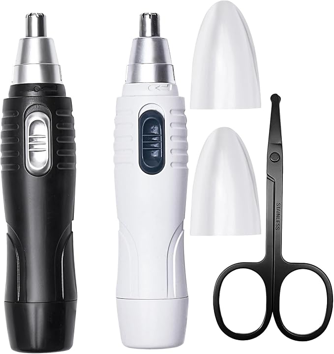 2 Pack Ear and Nose Hair Trimmer Clipper Scissor for Men and Women, Painless Nose Clipper Nasal Hair Removal, Eyebrow & Facial Trimmer