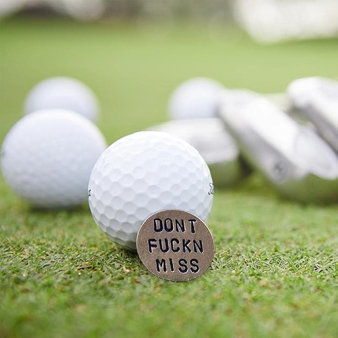 Funny Golf Ball Marker, for Men Adult Humor Novelty Golf Ball Markers with Funny Words, Unique Golf Gag Gifts for Men or Womsen Golfer, 4pcs Brown