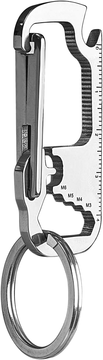Carabiner Keychain with Bottle Opener for Men, Stainless Steel Carabiner Clip for Car Keys Holder, Mini Multitool Key Chain Clip for Belt Hook, Heavy Duty Key Ring Clip