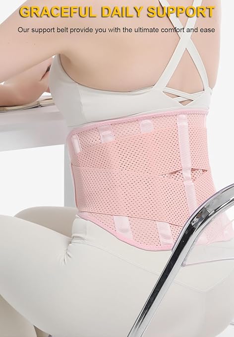 Lightweight Back Brace for Lower Back Pain Women Men, Lumbar Support Waist Support Brace for Women Lower Back Pain Relief Products, Hip Belt Waist Belt Sciatic Nerve Brace for Women Men (Pink, Large)