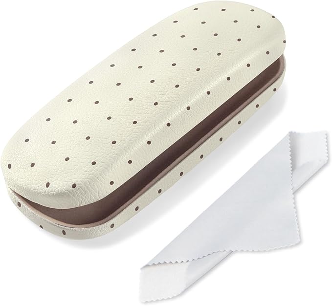 Glasses Case Hard Shell, Cute Sunglasses Case for Women Leather Protective Case for Eyeglass with Cleaning Cloth