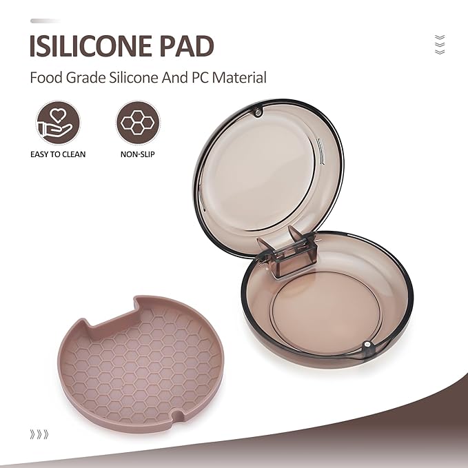 Retainer Case Slim Aligner Case with Vent Holes Removable Inner Tray Silicone for Easy Cleaning Retainer Removal Tool and Brush (Clear Brown)