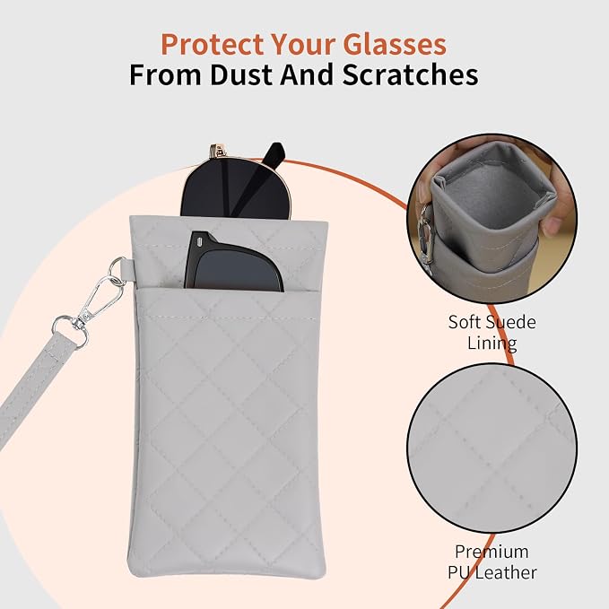 Double Eyeglass Case Soft Dual Glasses Case for Women Men Travel Squeeze Top Sunglasses Cases Eyeglasses Pouch