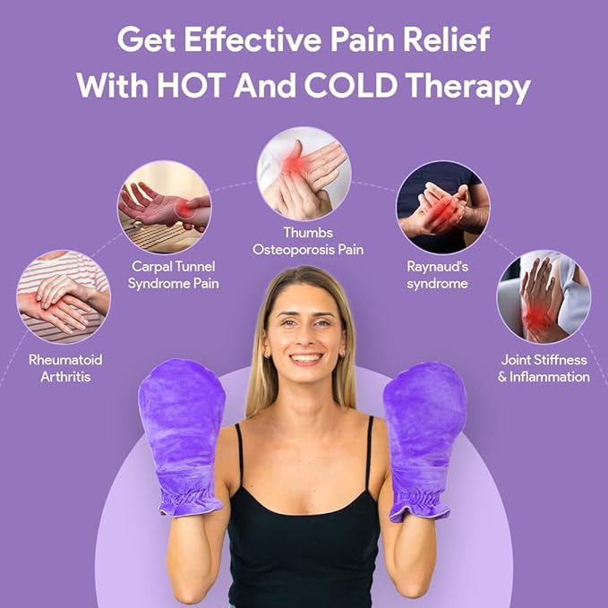 Hand Warmer Gloves, Microwavable Heated Gloves for Arthritis Hands, Heated Mittens Great for Raynaud's and Hand Pain Relief (Orchid Purple)