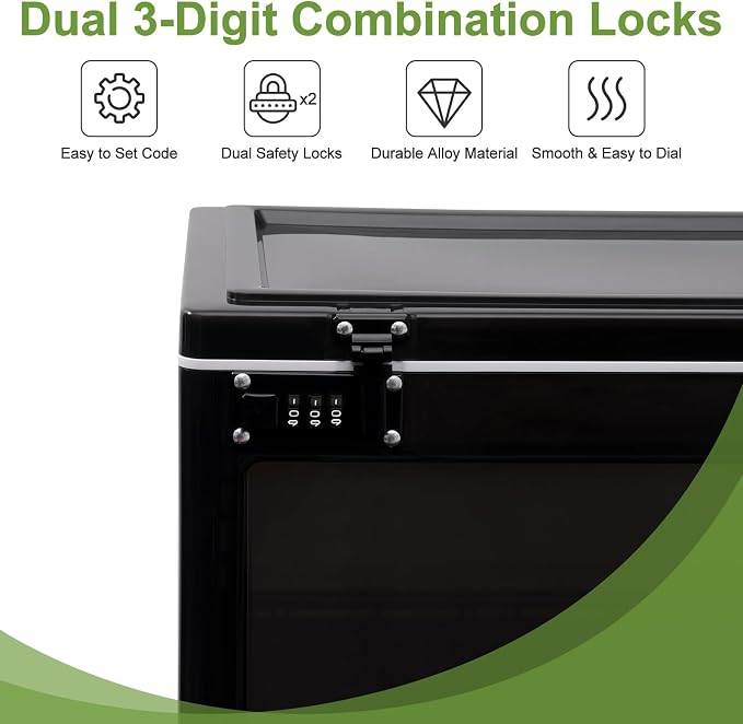 Large Medicine Lock Box, Clear Lockbox for Medication, 24L Lockable Storage Box with Dual 3-Digit Combination Locks for Snacks/Phone/Electronics, Organizer Bin for Home/Office/Fridge/School