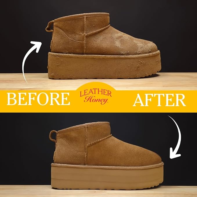 Leather Honey Suede Cleaner – Non-Toxic & Made in USA Since 1968 | Gently deep cleans & restores suede & nubuck shoes, boots, jackets, Uggs, bags & purses. Safe for any color including white.