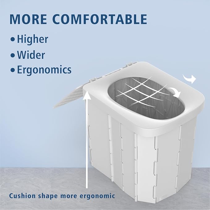 Hapoon XL Portable Toilet for Adults & Kids, Extra Large Camping Toilet | XL Portable Folding Toilet with Lid,Travel Portable Potty for Adults,Porta Potty Car Toilet, Portable Bathroom for Outdoor