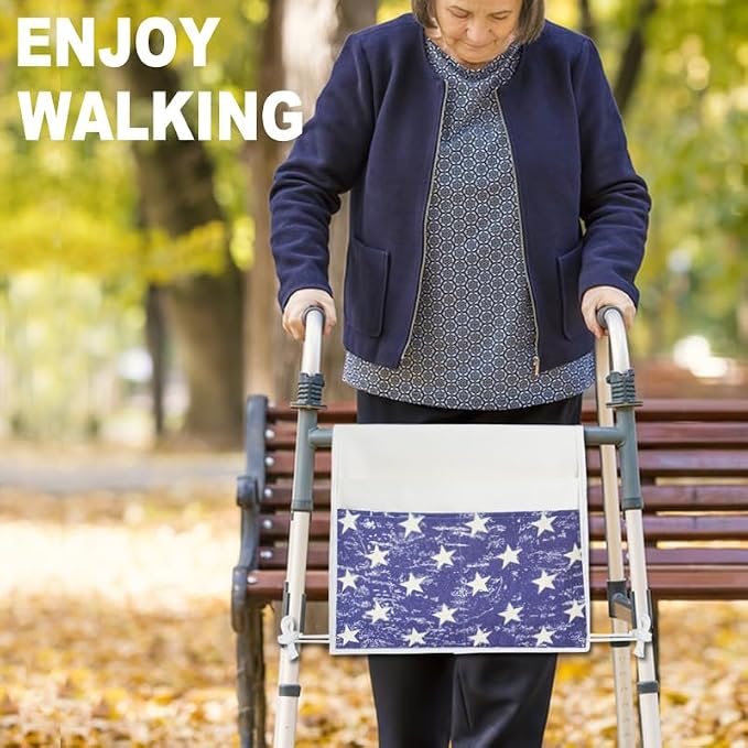 TOGETRUE Walker Bag, Easy Access Walker Storage Basket with 2 Large Pockets, Walker Accessories Bag for Folding Walker, Wheelchairs, Strollers, 13"x14.5" (Blue)