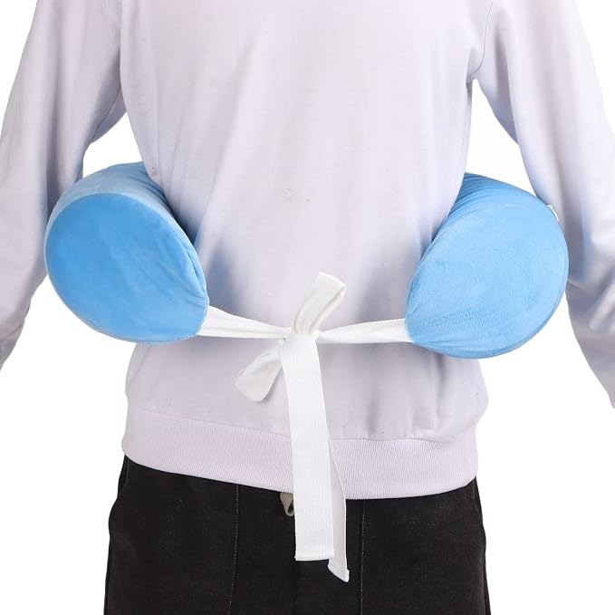 Lumbar Support Pillow for Elderly, Adjustable Waist Back Support Pillow with Dual Straps, Ergonomic Sponge Roll for Scoliosis and Lower Back Pain Relief, Detachable Washable