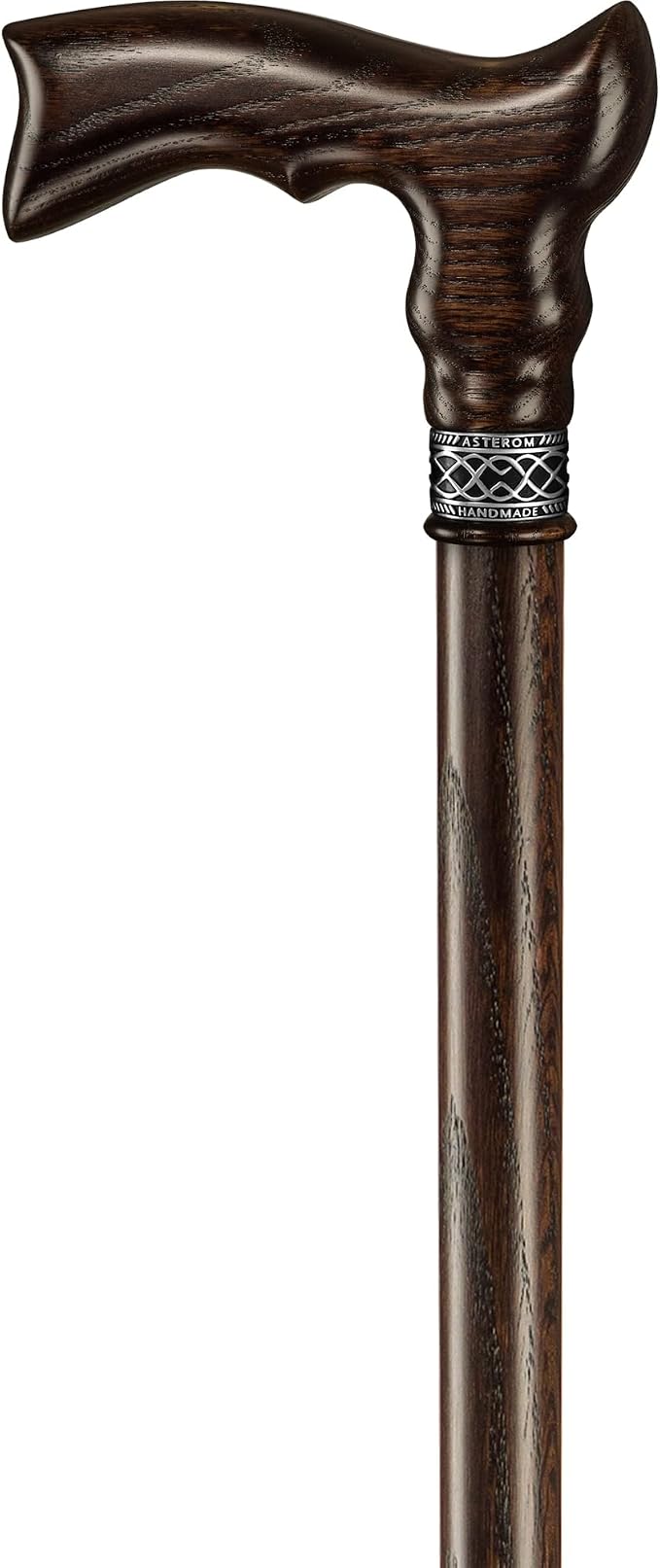Asterom Extra Tall Handmade Walking Cane for Men - Ergonomic Carved Wood Cane Stylish Walking Stick - 39 Inch (Classic Walnut)