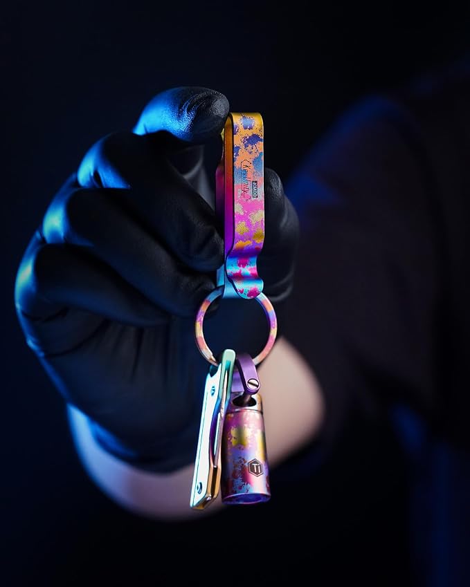 KeyUnity KM00 Titanium Belt Loop Keychain Clip Double Side Quick Release Key Holder with Detachable Key Ring