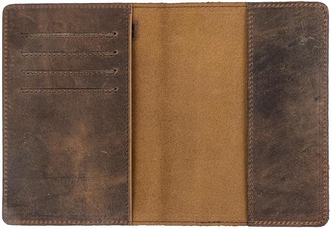 RFID Blocking Passport Holder Travel Wallet - Genuine Crazy Horse Leather for Men(Coffee)