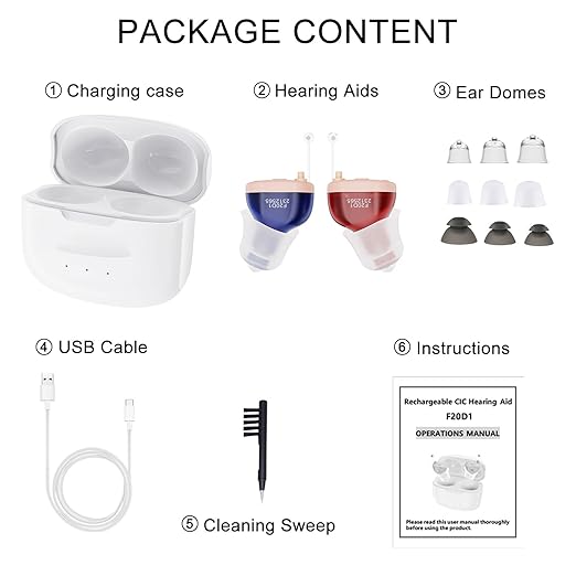 Not Amplifier True Hearing Aids Invisible 16 Channels Digital Rechargeable Hearing Aids for Seniors With Noise Cancellation with Charging Box