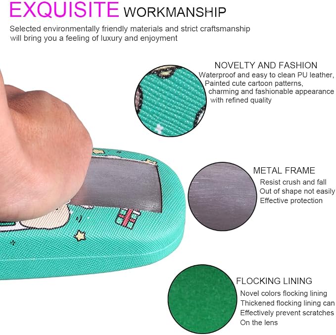 ADBGV Cute Stylish Hard Shell Eyeglasses Cases Protective Case Storage Box With Glasses Cloth Eyeglass Strap for Girl Teen