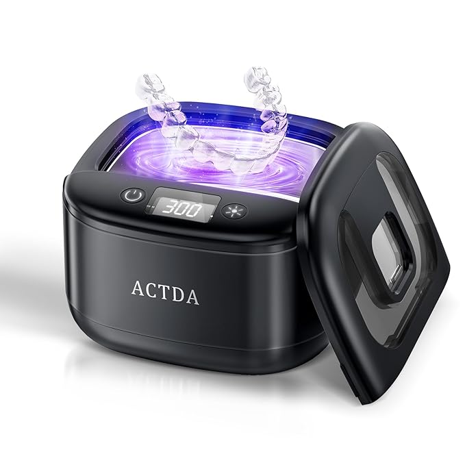 Ultrasonic Retainer Cleaner, Upgraded Wireless Professional Sonic Dental Cleaning Machine, Dental Cleaning Pod Night Guard Cleaner for Dentures, Retainers,Aligner, Mouth Guards, Jewelry, Black