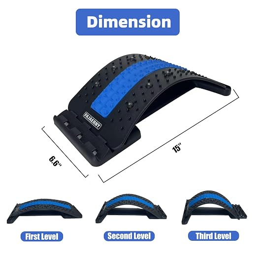 Back Stretcher, 3 Level Adjustable Lumbar Back Cracker Board, Back Pain Relief Device, Back Massage, 84 Massage Points and 10 Magnetic Points, Relief for Lumbar Area Pain, Scoliosis Aid, Spine, Herniated Disc, Lumbar Support Board, Extra NBR Pad & Sili...