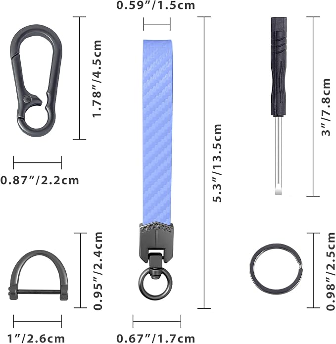 OHKYOOT Leather Car Keychain for Home Car Keys | Carabiner Clip Key Fob Keychain for Women Men,Car Key Holder with 3 Key Ring and Anti-Lost D Ring