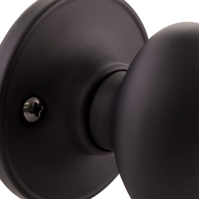 Design House Egg Dummy Door Knob, One-Sided Non-Turning Decorative Door Knob for Closet and French Doors, Matte Black, 779165 | Surface, Traditional, Brass, Hardware, 779165