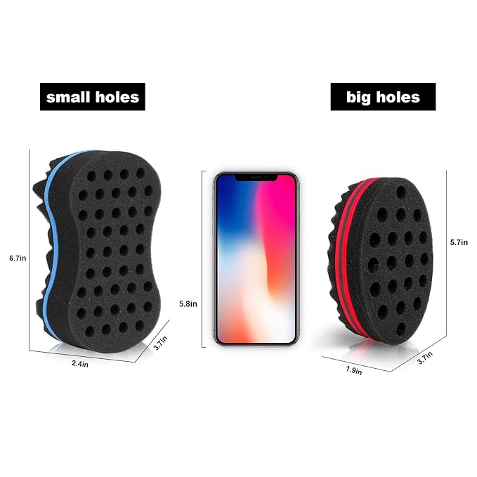 2pcs Hair Sponge Twist Comb, Curl Comb and Twist Brush for Men's Curls and Women's Natural Hair
