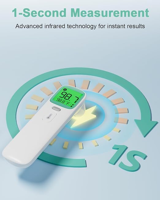 Ear Thermometer for Kids and Adults - Baby Thermometer FSA-HSA Eligible, Digital Infrared Thermometers 1S Reading, Accurate Forehead Termometro with Fever Alarm, 40 Memories (Green 1 Pack)