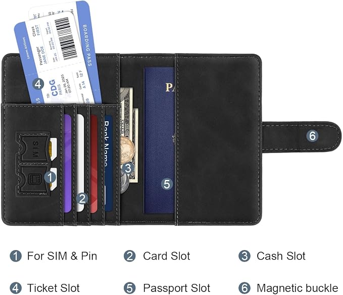 Passport Holder for Travel Essentials Personalized Initial Wallets | Embossed Letter A-Z Design, RFID Blocking, Passport Cover, Passport Book Holders, Men Women, Personalized Gifts, Black-H