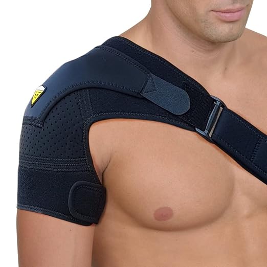 FIGHTECH Rotator Cuff Shoulder Brace for Men and Women - 4 Sizes - Shoulder Support - Pain Relief - Black - Large - Fits Most Men Bicep 12-17"