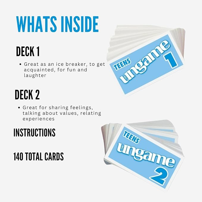 POCKET UNGAME - Teens - non-competitive card game for teenagers to discuss, share values & experiences - break the ice and get teens to talk - Ages 12-18