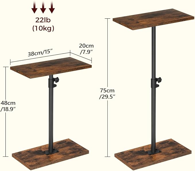 MAHANCRIS Narrow Side Table, Height Adjustable Sofa Table, Tall Couch Table | Small End Table for Small Spaces, Sturdy Wooded Nightstand, Easy Assembly, Multi-Functional, Living Room, Bedroom, Corner