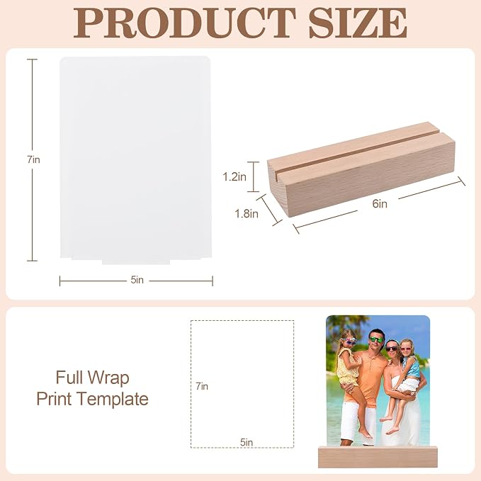 4 Pack 5" x 7" Sublimation led Acrylic Photo Frames Night Lights Blanks Heart Shape,with Warm Color Light with Wood Stand for Heat Press Machine Printing