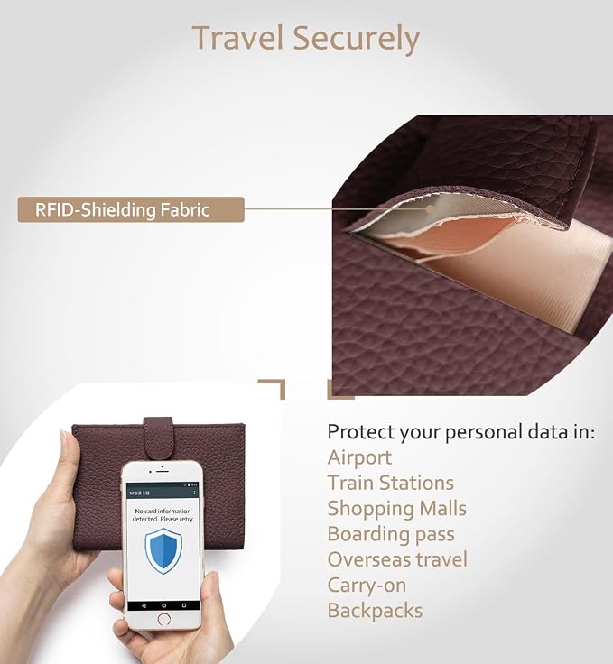 RFID Blocking Passport Wallet for Women, Travel Gift Ready | Slim Passport Holder for Women & Men with Card Slots, Zipper Coin Pocket & Cash Sleeve, Classic Travel Wallet (Coffee Brown)