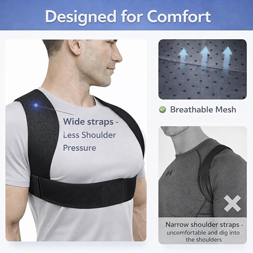Posture Corrector Men - Lightweight Upper Back Brace Posture Corrector for Neck Shoulder & Back Pain Relief Under Clothes - Invisible Shoulder Support Brace Improve Posture Correct Hunchback Slouching