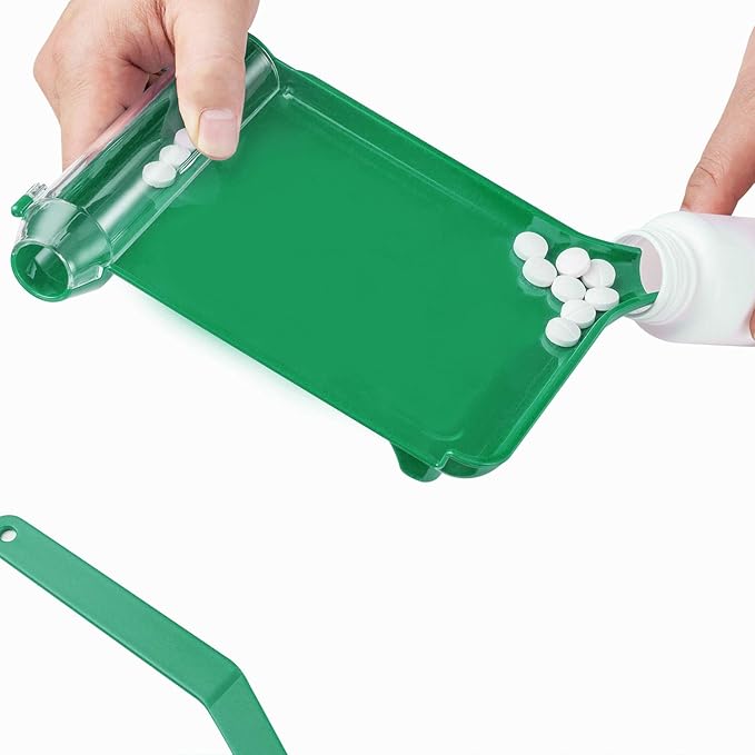 Medarchitect Right Hand Pill Counting Tray with Spatula (Green - L Shape)